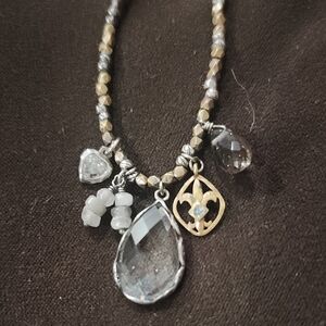 Silpada Gold and Silver Crystal Charm Necklace